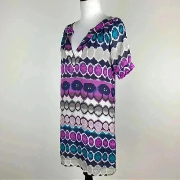 Glam dress sz S 100% silk multicolored geometric - Picture 5 of 8